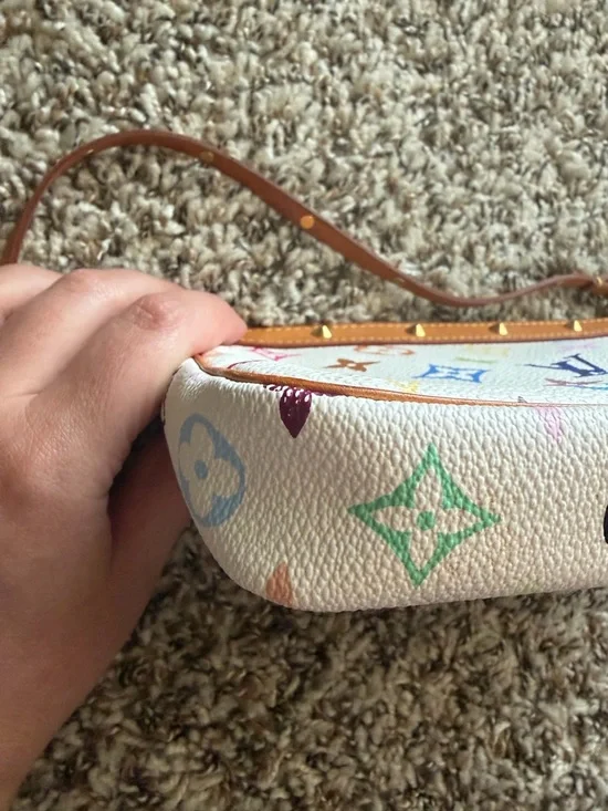 Louis Vuitton Multicolor Monogram White Mini Pochette with Tan Trim - Picture 9 of 13